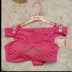 Juicy Couture Rhinestone Bandeau Bikini Set Hot Pink ✨🩷 🆕